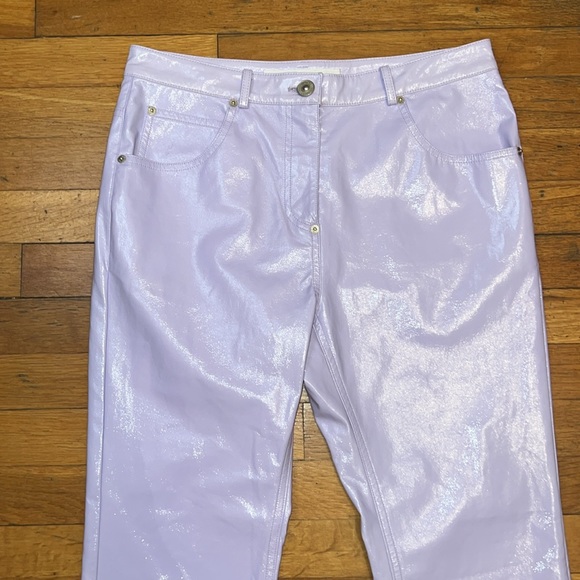 PushButton Faux Leather Casual Straight Pants in Lilac, size Large - Picture 4 of 12